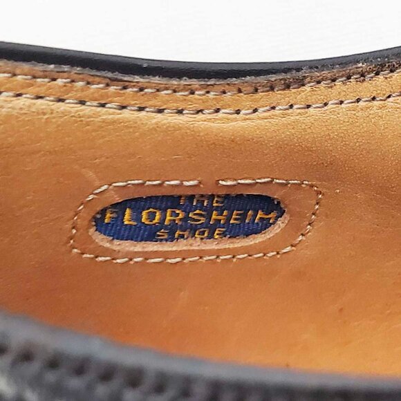 Vintage Florsheim Mens Wingtip Oxford Dress Shoes Black Leather 4 Nail. 11.5 B - Picture 10 of 12
